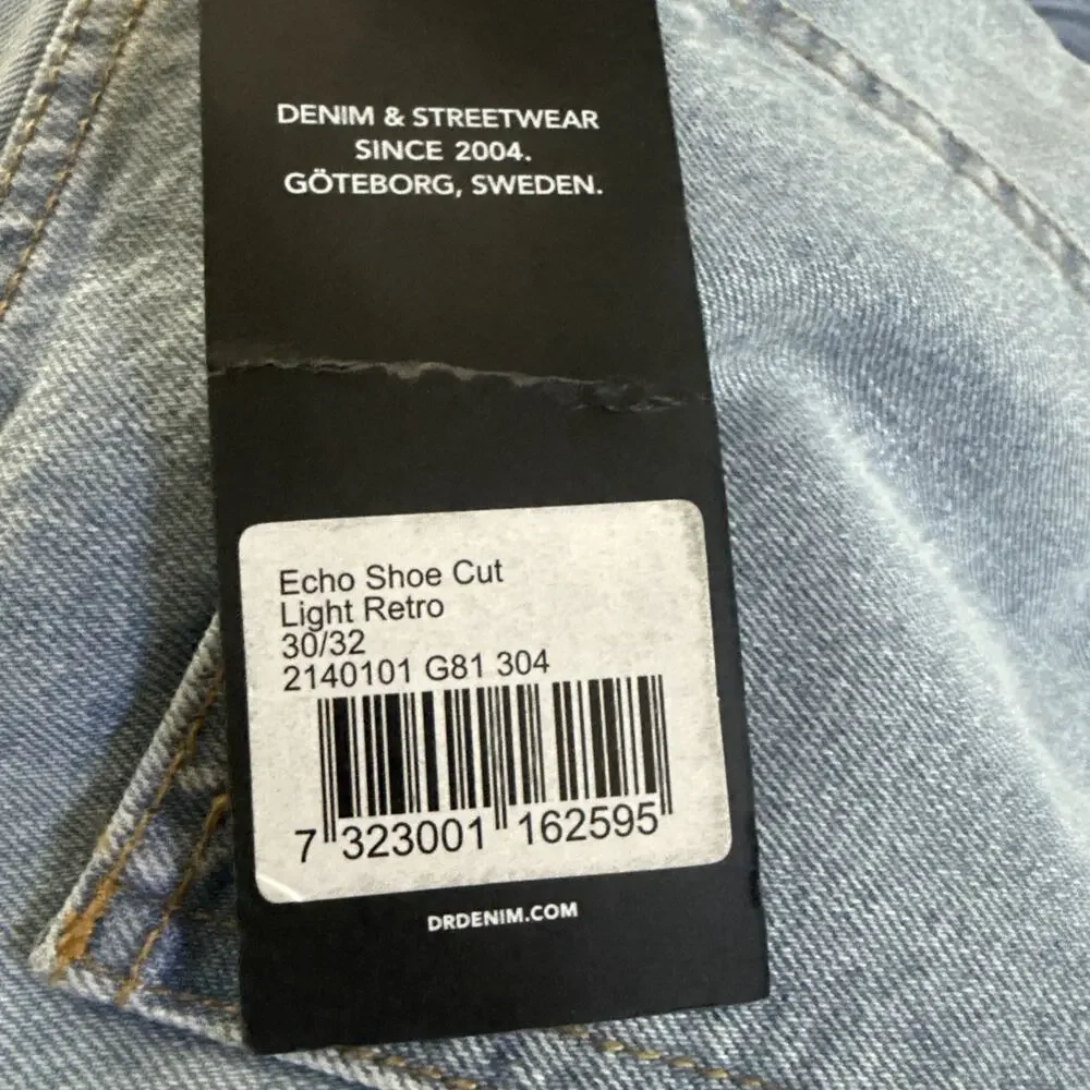 Dr. Denim Echo Shoe Cut Straight Women's 30 Light Retro High Rise NWT